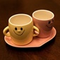 Yellow and pink pair mugs